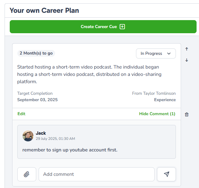 Step 4 Career Cue Comment